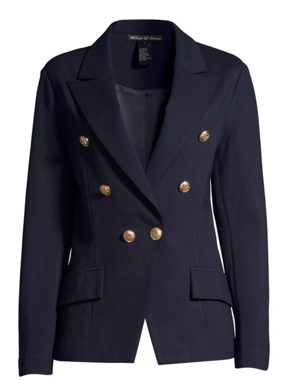 Attitude Unknown Navy White Double Breasted Blazer with Gold Buttons - Picture 3 of 10